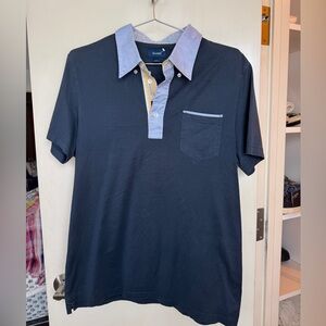 Faconnable Dark Blue Polo with Light Blue Accents